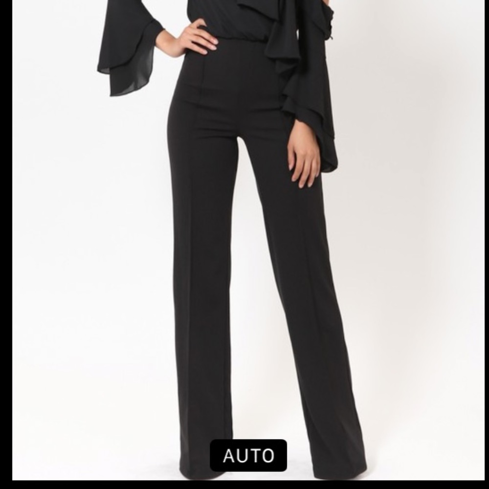 NWT Sexy Black Tuxedo Jumpsuit Cold Shoulder Small - Picture 9 of 9